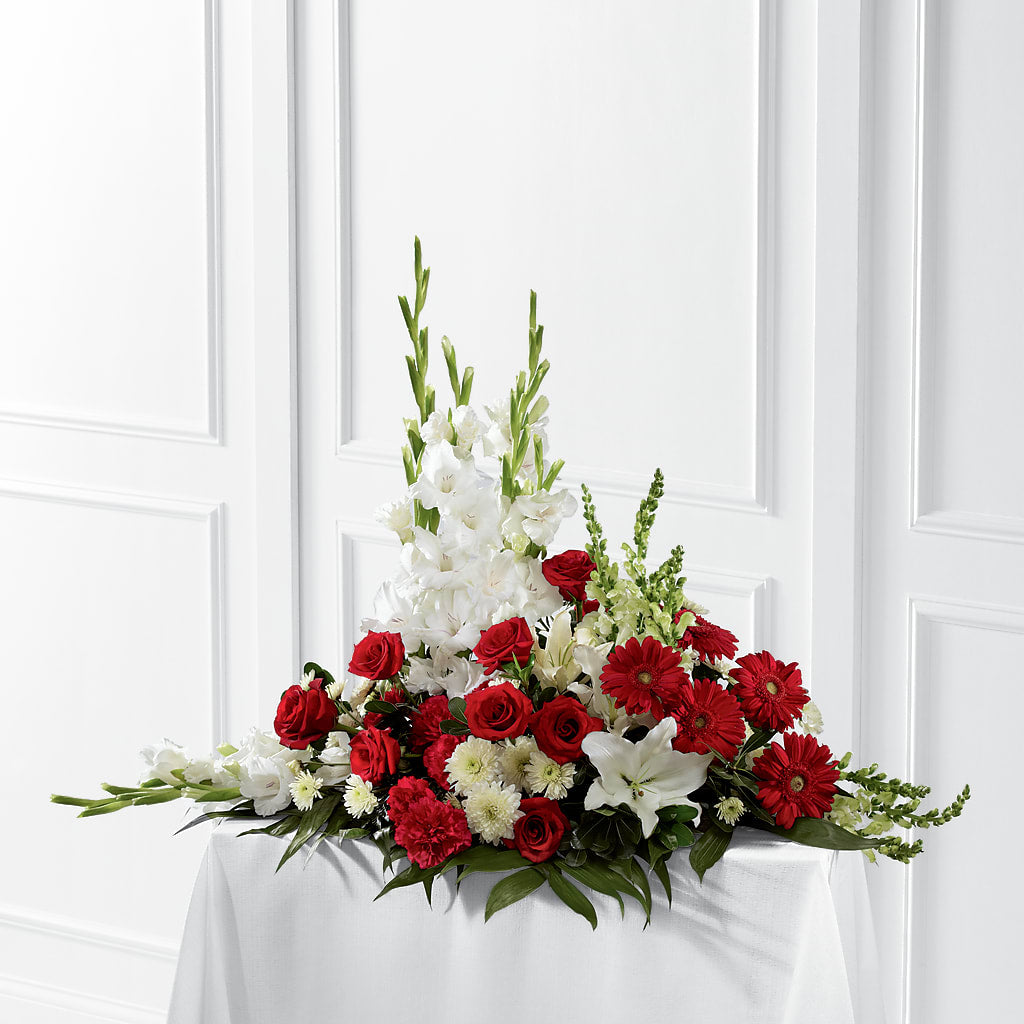 Crimson & White Arrangement – New Life Flower And Gifts, Rincon GA