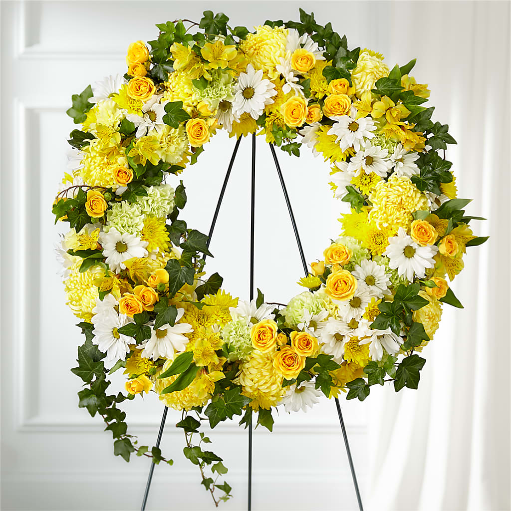 Golden Remembrance Wreath – New Life Flower And Gifts, Rincon GA