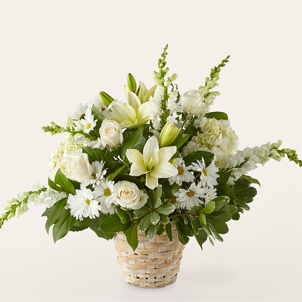 Ivory Elegance Floral Basket – New Life Flower And Gifts, Rincon GA