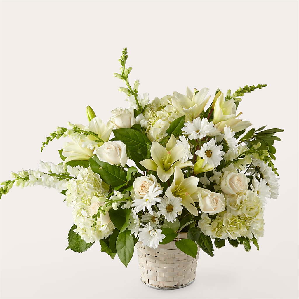 Ivory Elegance Floral Basket – New Life Flower And Gifts, Rincon GA