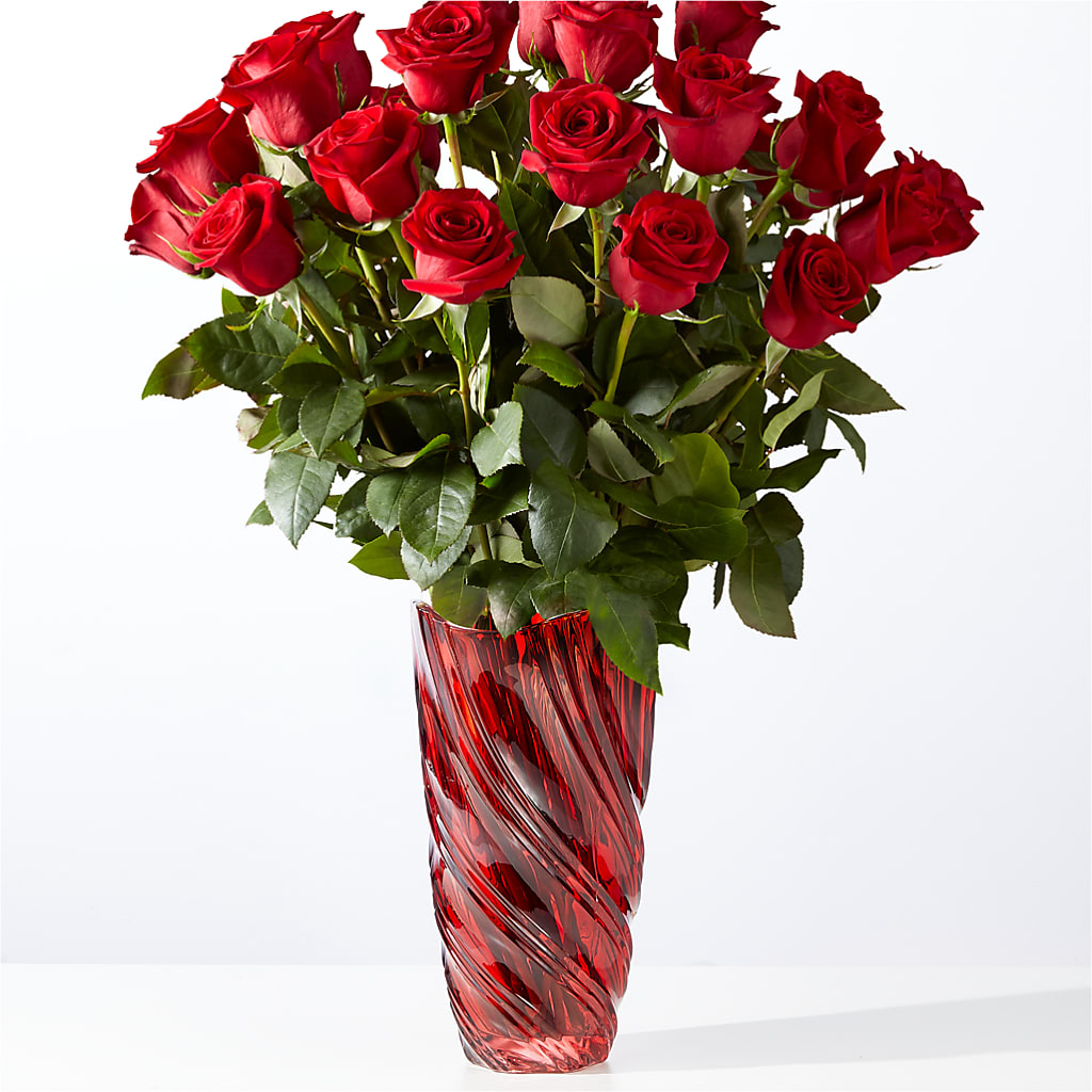 Classic Love Red Rose Bouquet with Luxe Swirl Vase – New Life Flower And Gifts, Rincon GA