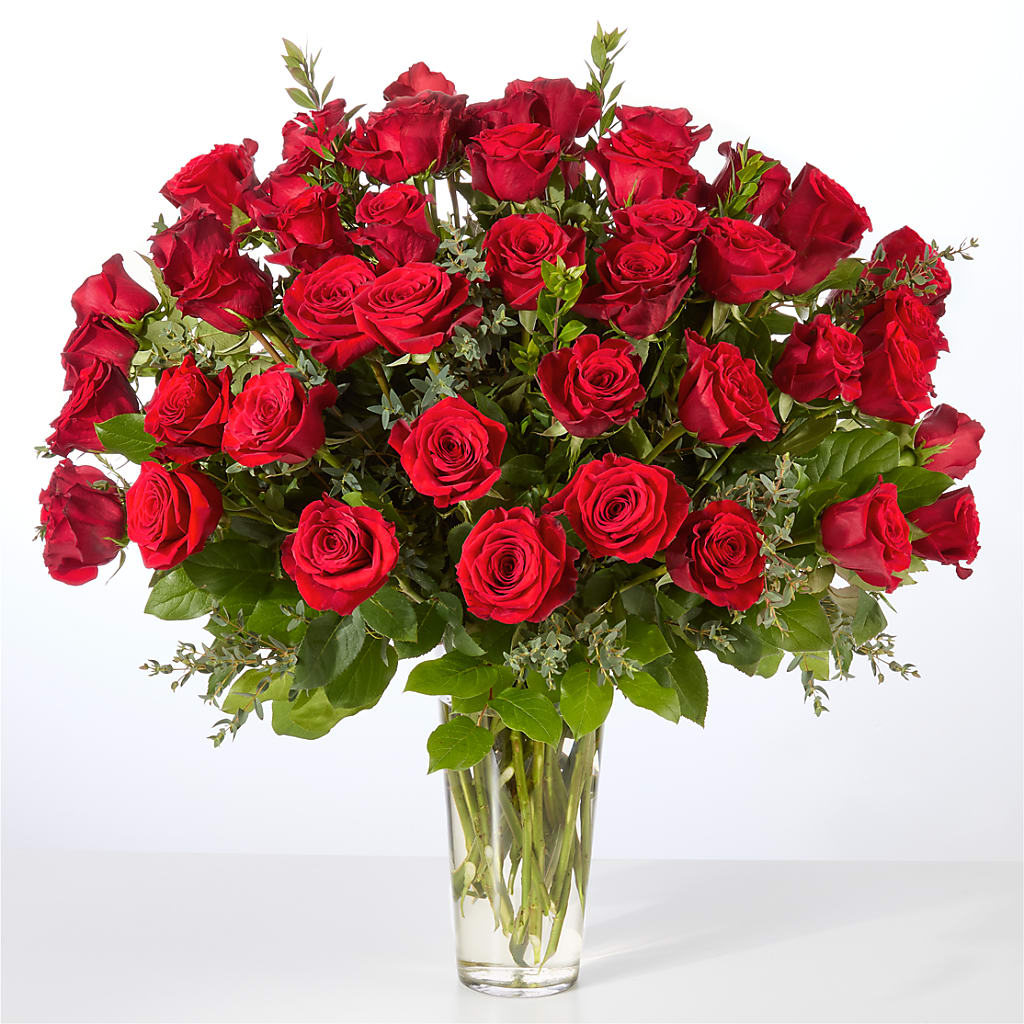 Forever Yours Fifty Stem Red Rose Bouquet – New Life Flower And Gifts, Rincon GA