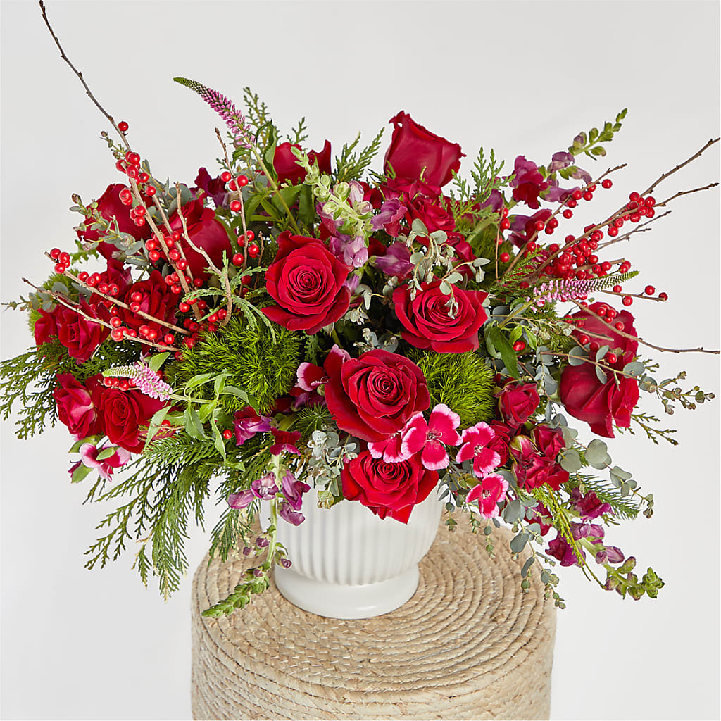 Big Red Bow Bouquet –  New Life Flower And Gifts, Rincon GA