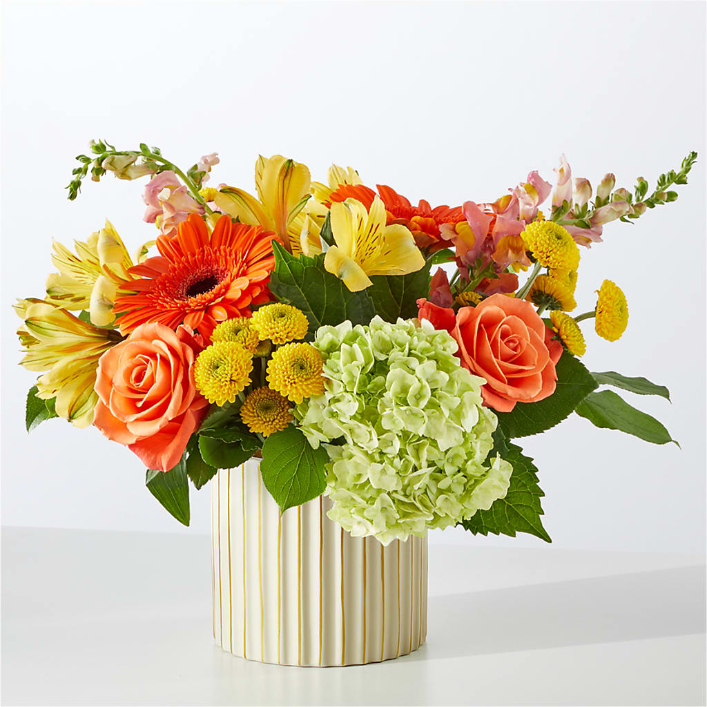 Autumn Sunshine Bouquet with Ivory Vase –  New Life Flower And Gifts, Rincon GA