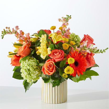 Autumn Sunshine Bouquet with Ivory Vase –  New Life Flower And Gifts, Rincon GA
