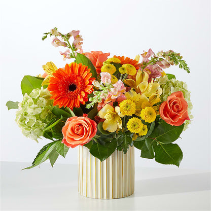 Autumn Sunshine Bouquet with Ivory Vase –  New Life Flower And Gifts, Rincon GA